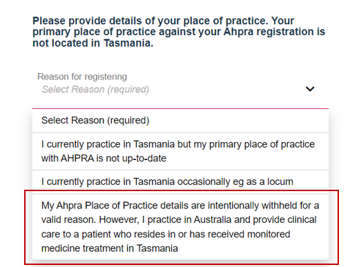 reason for registering list of options